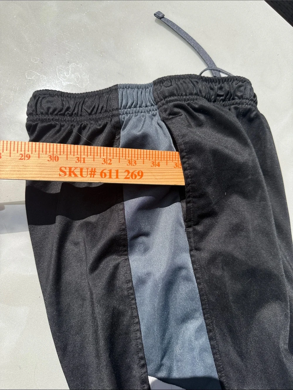 Youth Black Athletic Track Pants with Grey Panels
